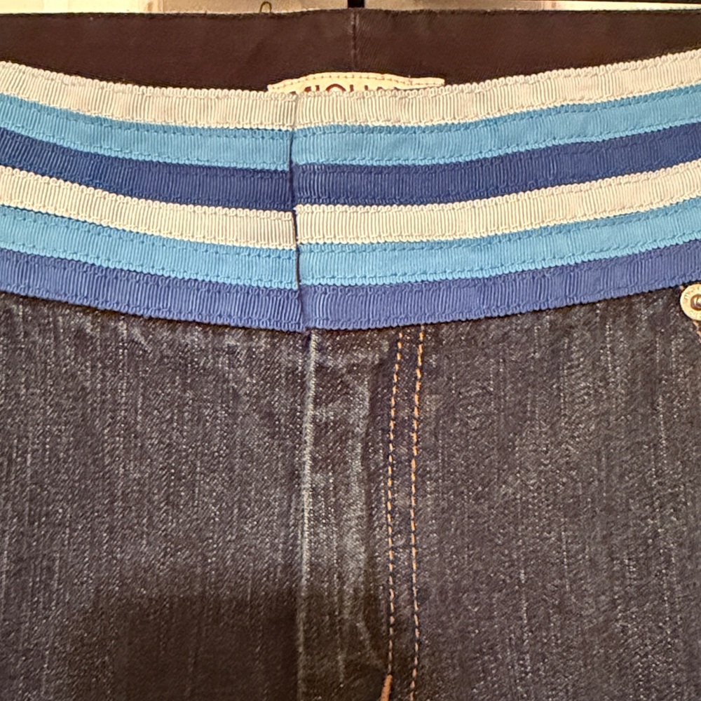 Michael Kors Dark Indigo Straight Leg Jeans Blue Striped Waistband size 8 - Picture 3 of 12